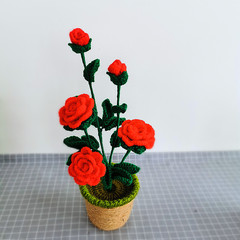 Amazon cross-border e-commerce hand-woven wool indoor furnishings potted artificial flowers