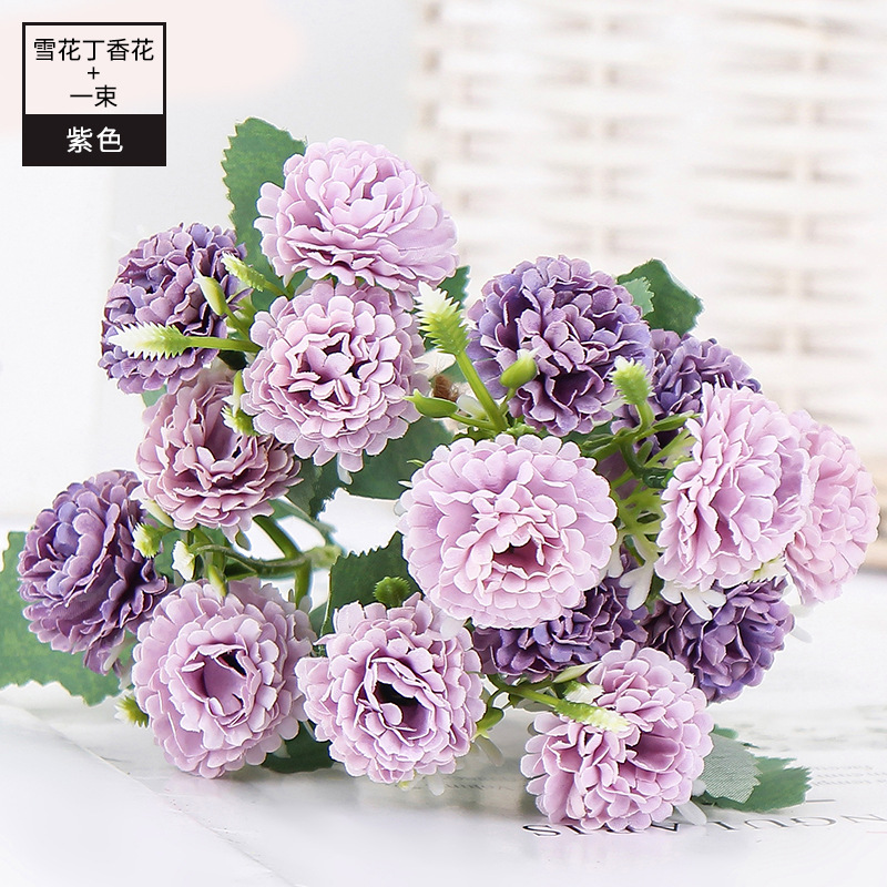 Copo de nieve cálido corazón Lila artificial ramo Festival regalo falso florero arreglo de flores sala de estar decoración para el Festival de la boda