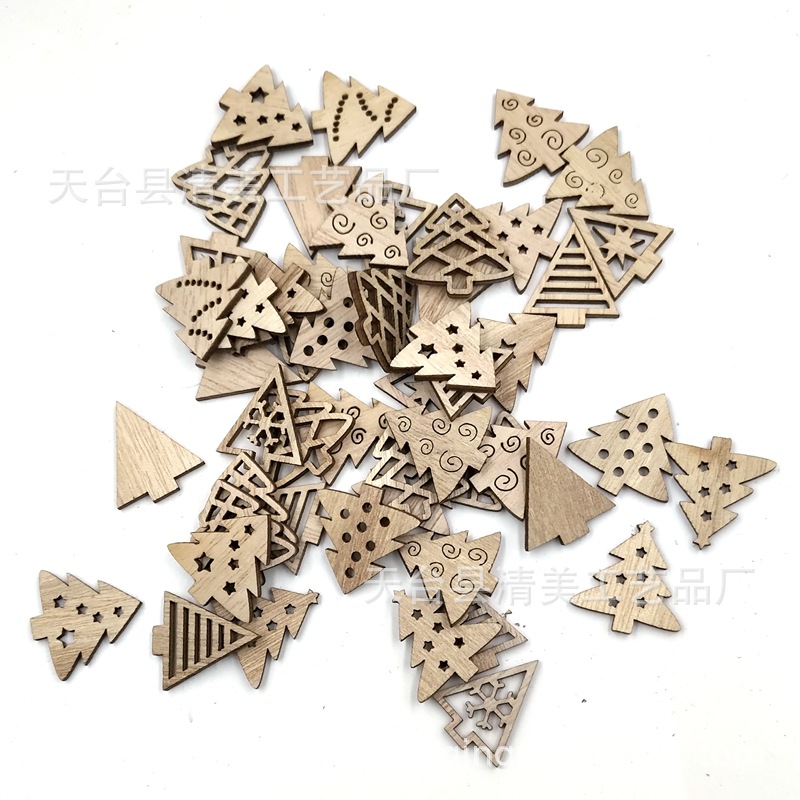 3 decoraciones navideñas de paulownia mezcladas con hojas de madera navideñas de paulownia natural 50 piezas por paquete
