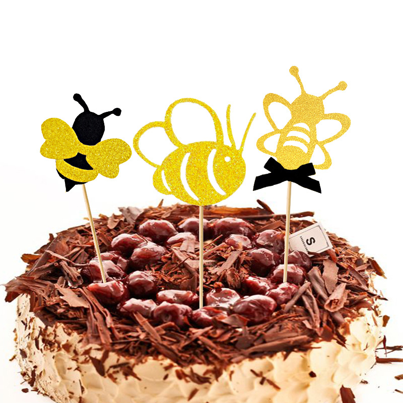 Cumpleaños del bebé ducha partido familia fiesta abeja pescado mariposa glitter pastel tarjeta inserción