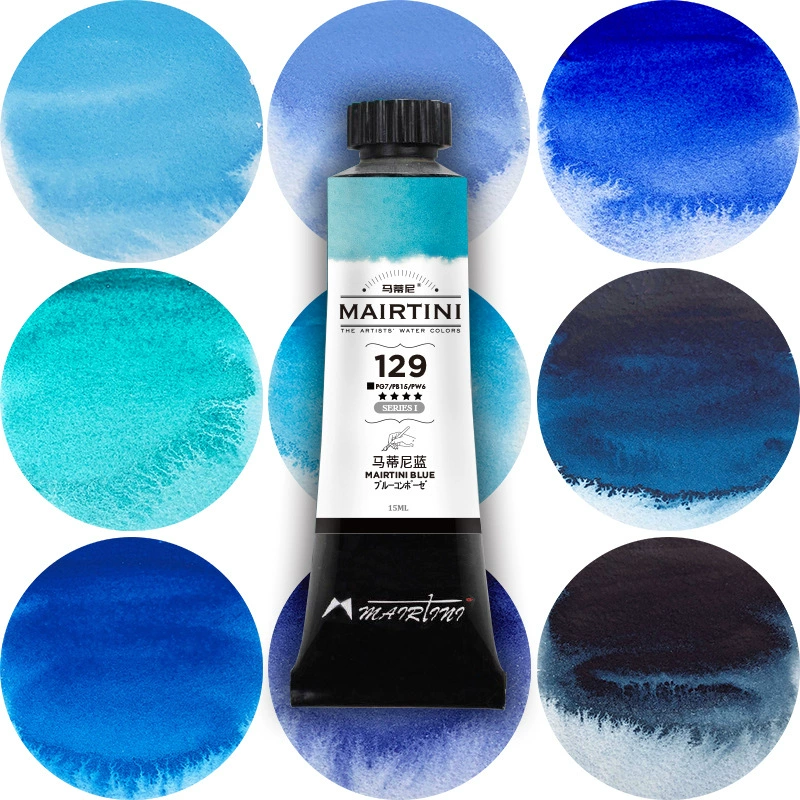 Палитра Blue из мартини, водорастворимая водная краска в широком диапазоне цветов, 15 мл