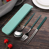 Chopsticks stainless steel, street set for elementary school students, handheld tableware, internet celebrity, 3 piece set