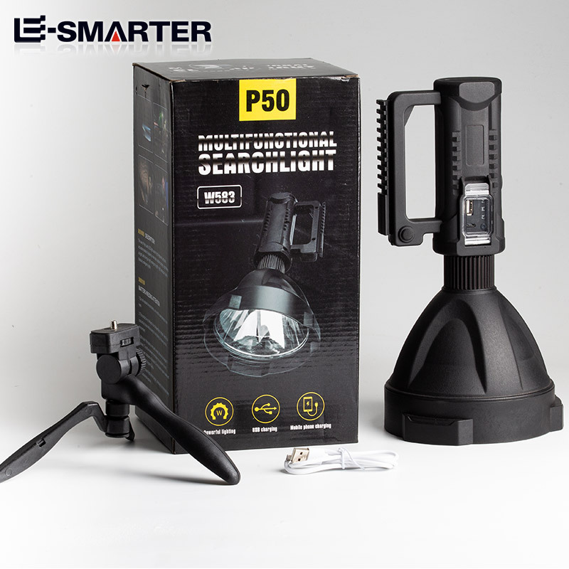 Multi-funcional recargable P50 reflector luz linterna al aire libre impermeable de alta potencia iluminación USB lámpara de soporte de mano