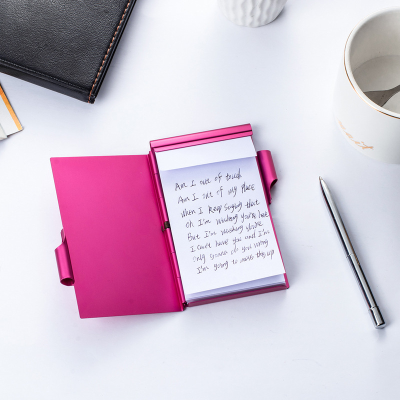 Manufacturer Wholesale Aluminum Alloy Card Box with Pen, Tearable, Fashionable, Convenient and Creative Notebook, Multi-Color Mini Metal Notebook Manufacturer Wholesale Aluminum Alloy Card Box with Pen, Tearable, Fashionable, Convenient and Creative Notebook, Multi-Color Mini Metal Notebook