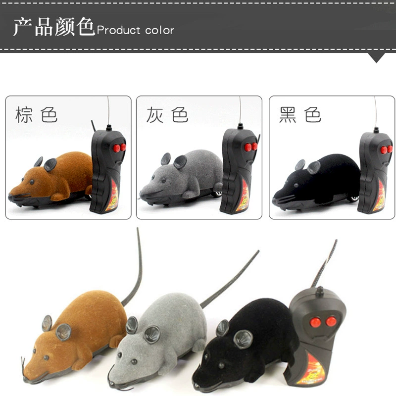 Remote‑control toy rat, two‑way flocked mouse, 23–28 cm, forward/back motion, >8 m range