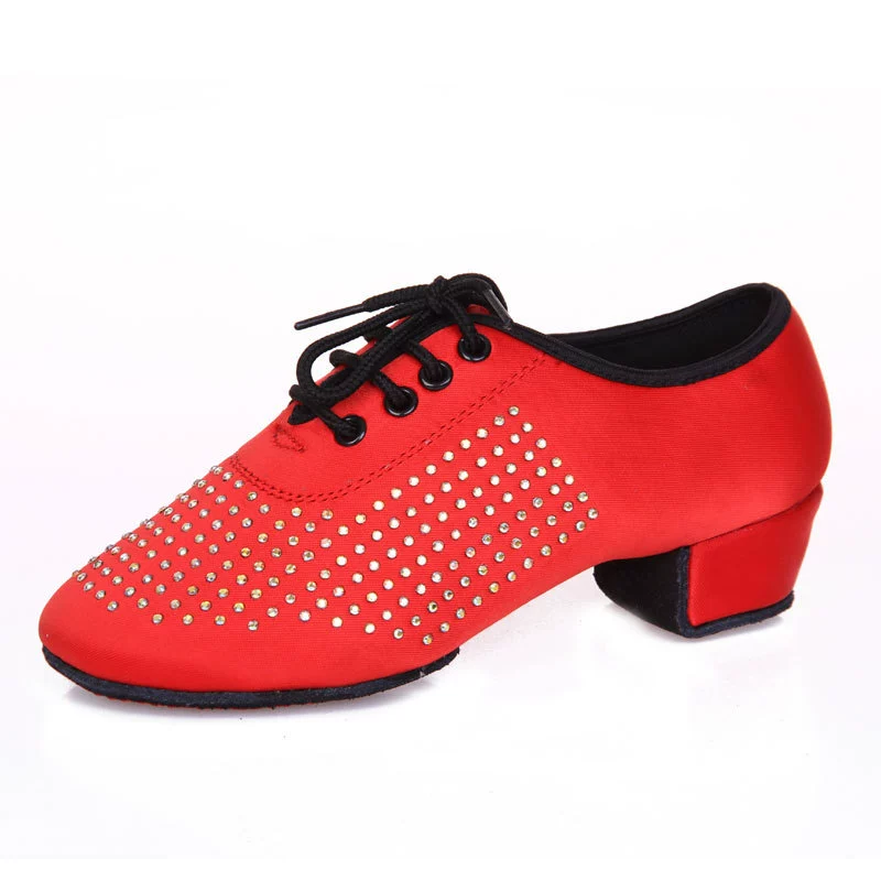舞帕 Winter children's Latin dance shoes, hot diamond national standard dance shoes, autumn and winter foot-wrapped lace-up girls' high heels