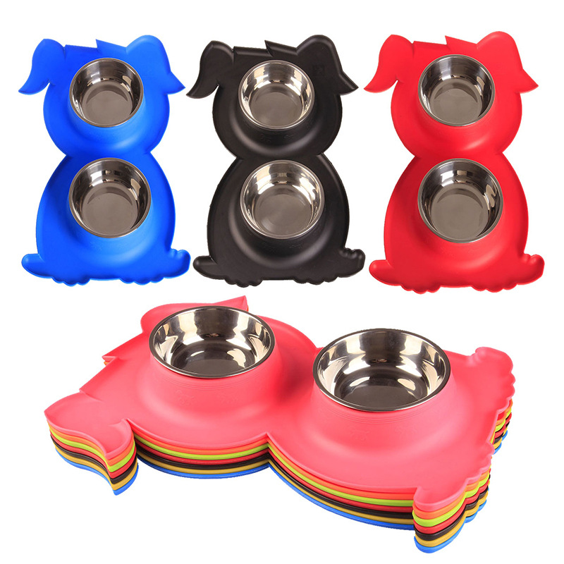 防滑防溢防倒宠物双碗 创意狗型狗碗 宠组合双碗  粮食骨头宠物喂