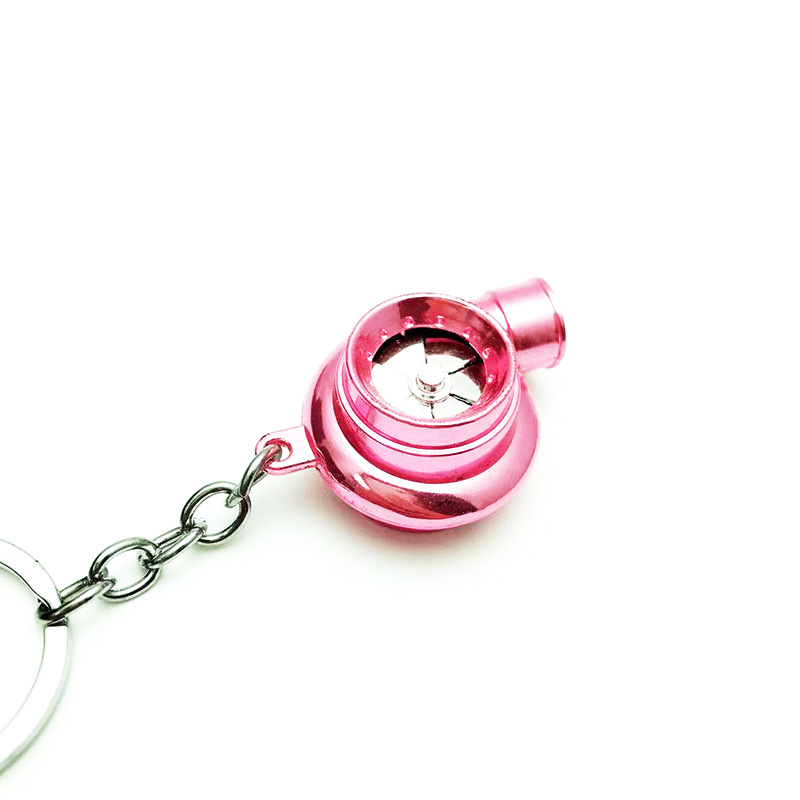 Transfronterizo caliente coche turbina llavero metal creativo de alta gama luminoso LED turbina coche llavero colgante