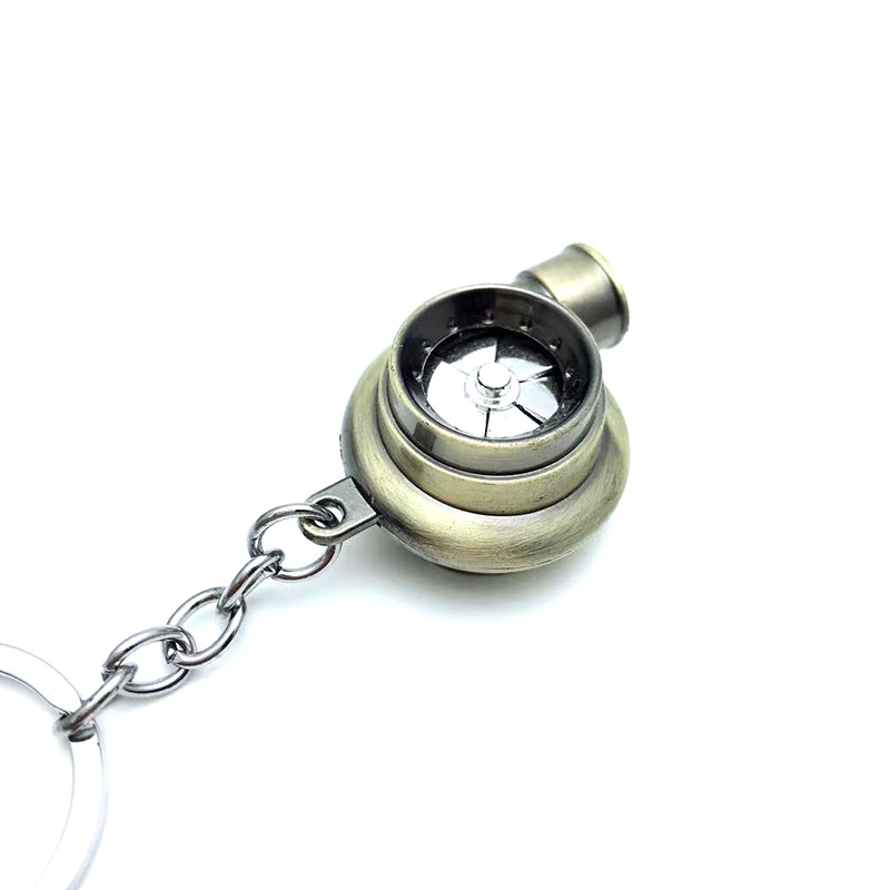 Transfronterizo caliente coche turbina llavero metal creativo de alta gama luminoso LED turbina coche llavero colgante