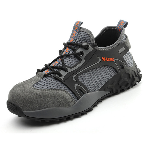 Seasonal safety protective work shoes with steel toe cap for wholesale, men's fashionable casual, durable, slip-resistant, breathable safety footwear