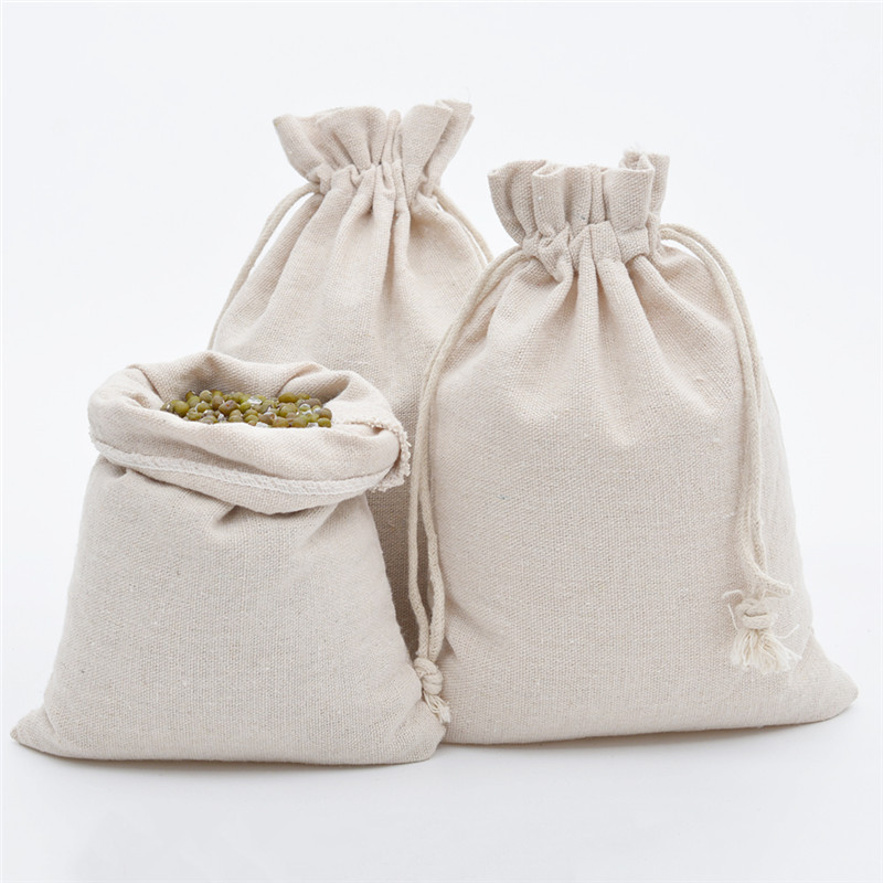 锁边高口棉布束口袋批发 大米文玩礼品包装袋抽绳收纳袋 可印LOGO