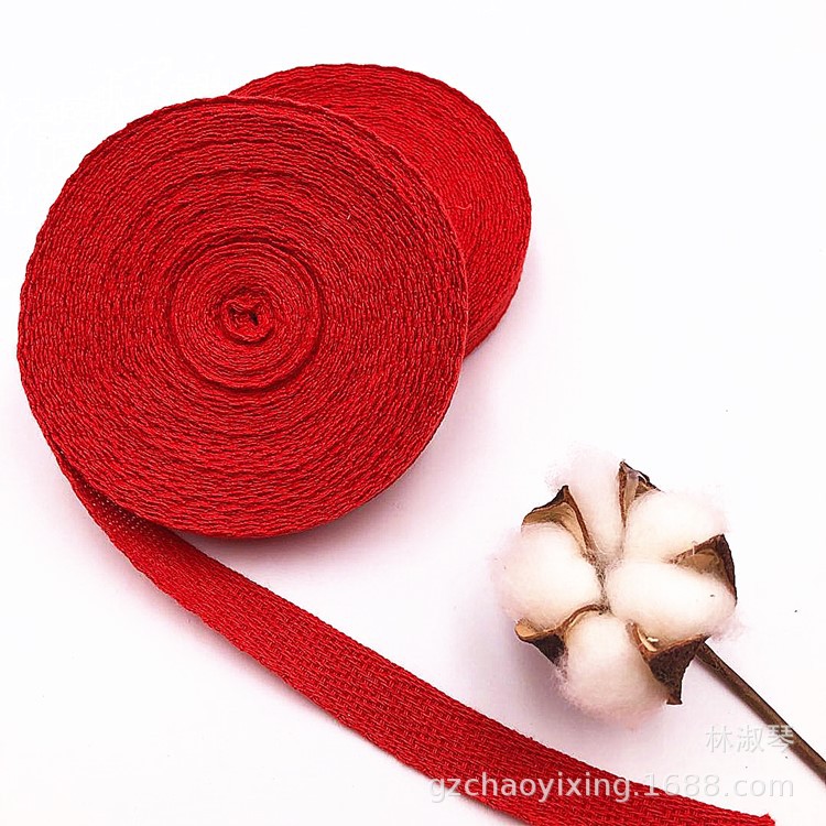 厂家直销16mm纯棉红边带人字红织带服装辅料花边布带可订宽度颜色