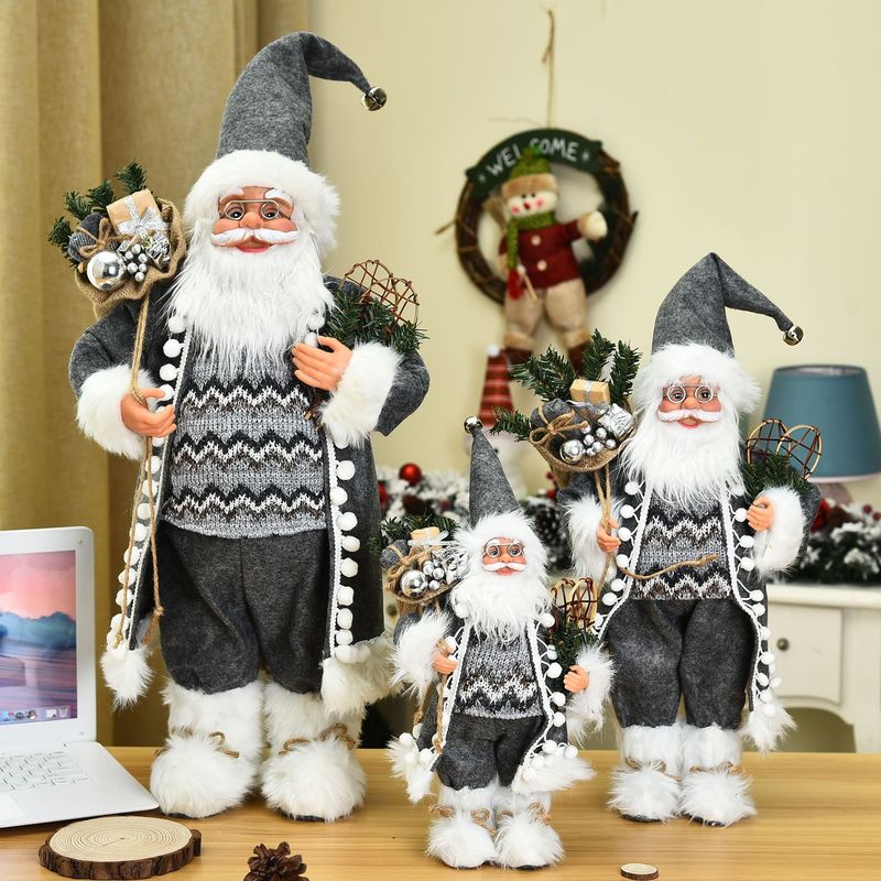 布芸のサンタクロースのシリーズの灰色の長い服の贈り物の包みのクリスマスの装飾用品のサンタクロースの家庭の装飾の置物|undefined