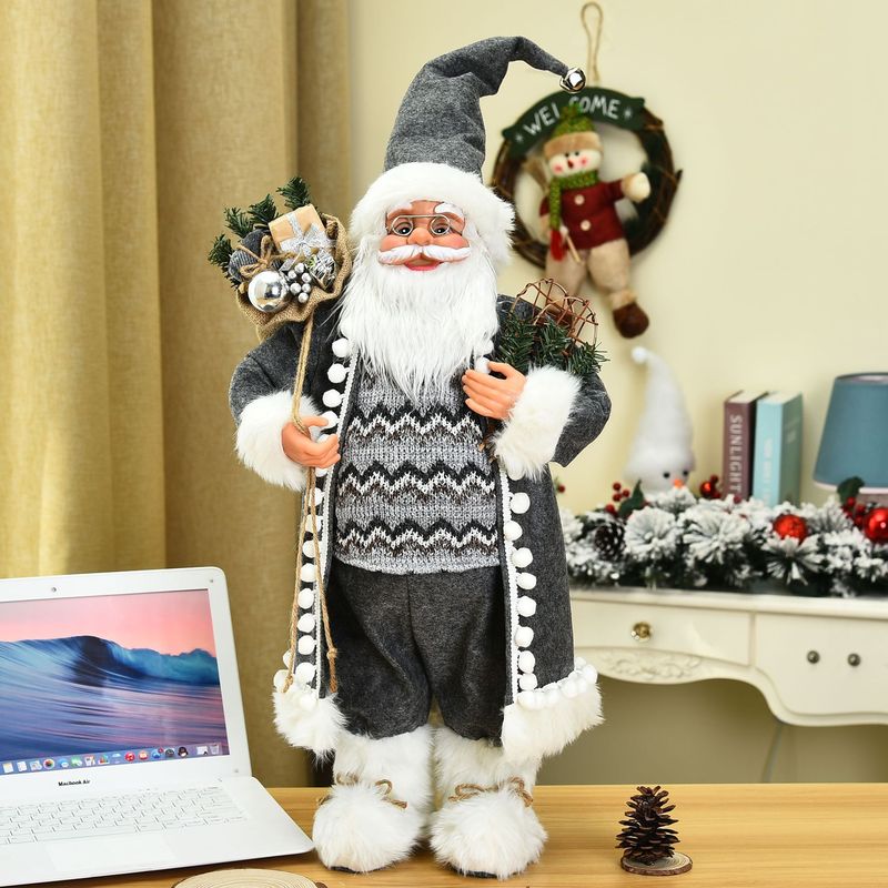 布芸のサンタクロースのシリーズの灰色の長い服の贈り物の包みのクリスマスの装飾用品のサンタクロースの家庭の装飾の置物|undefined