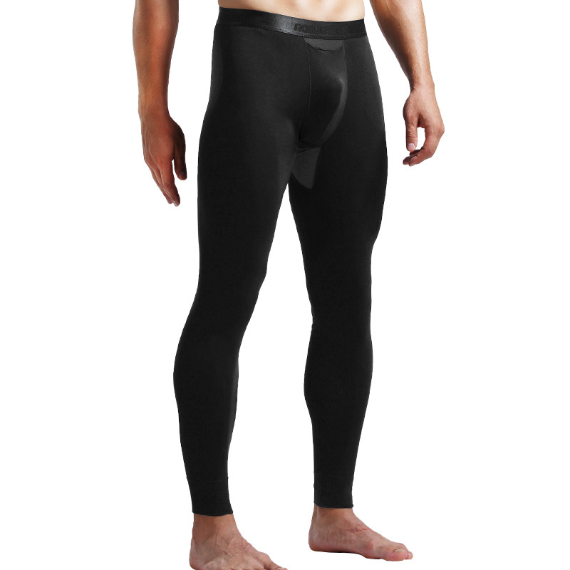 Pantalones de otoño desmontables estilo bala para hombre, leggings elásticos ajustados con bolsillo, pantalones térmicos básicos para jóvenes de otoño e invierno