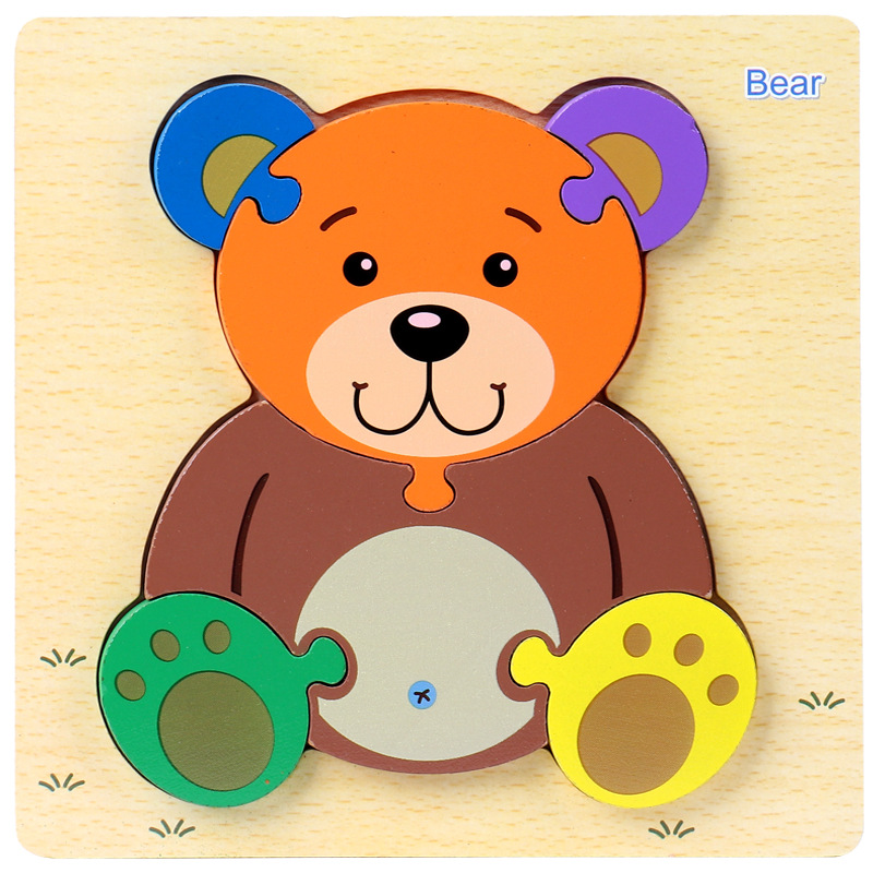 Bebé niños 1-2-3D años de edad la mitad de madera tridimensional rompecabezas bebé educación temprana inteligencia práctica mano ojo niños y niñas Juguetes