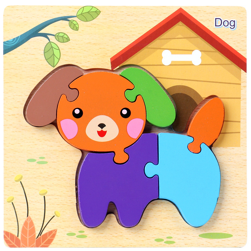 Bebé niños 1-2-3D años de edad la mitad de madera tridimensional rompecabezas bebé educación temprana inteligencia práctica mano ojo niños y niñas Juguetes
