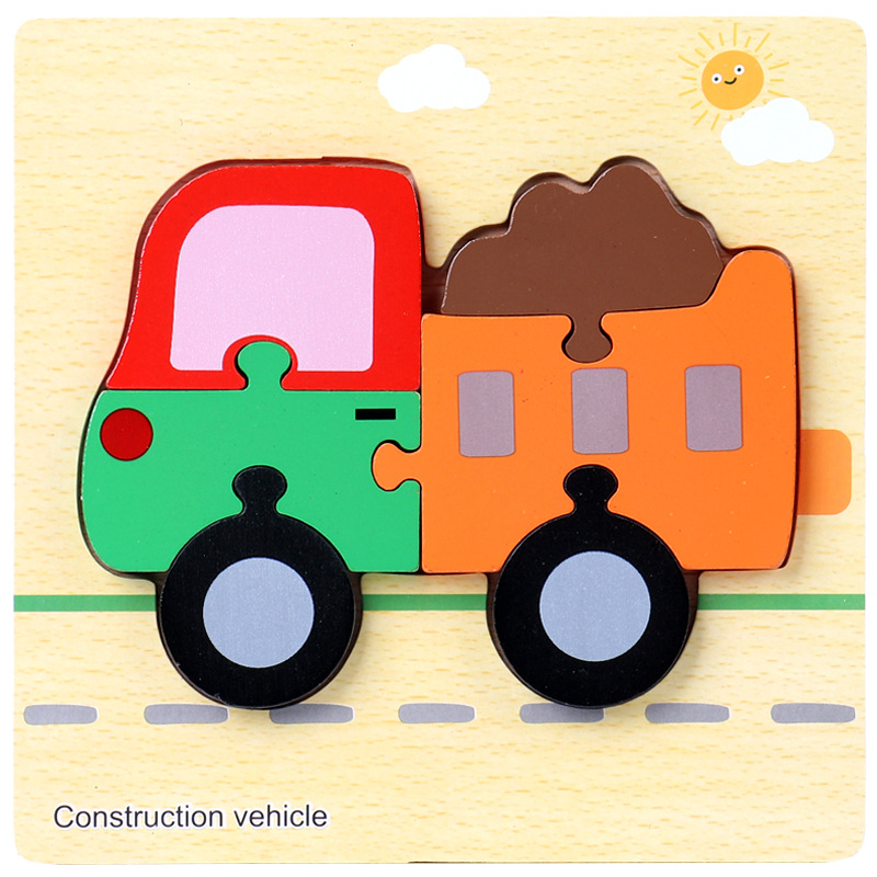 Bebé niños 1-2-3D años de edad la mitad de madera tridimensional rompecabezas bebé educación temprana inteligencia práctica mano ojo niños y niñas Juguetes