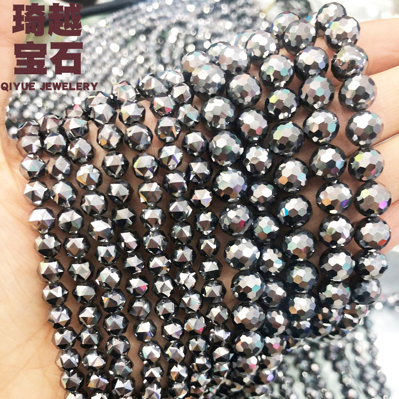 亚马逊太赫兹刻面散珠天然能量石切面圆珠半成品DIY手链串珠配饰