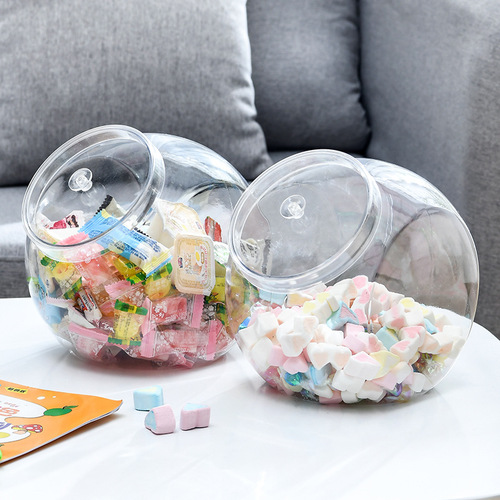Blow Molded Slanted Mouth Can with Creative Design, Irregular Shaped Candy Can, Plastic Candy Jar, Transparent Storage Can, Plastic Candy Storage Box
