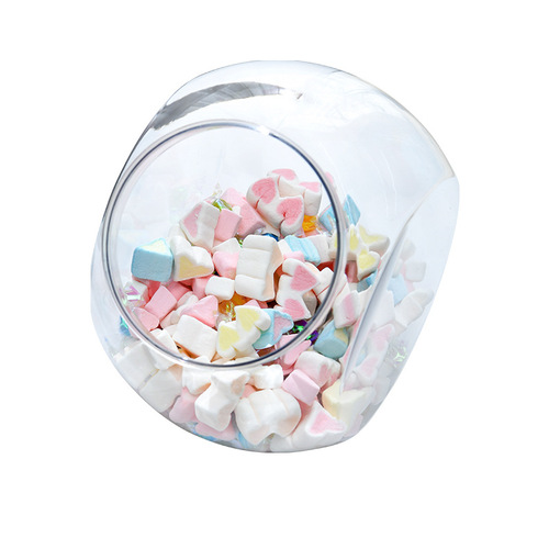 Blow Molded Slanted Mouth Can with Creative Design, Irregular Shaped Candy Can, Plastic Candy Jar, Transparent Storage Can, Plastic Candy Storage Box