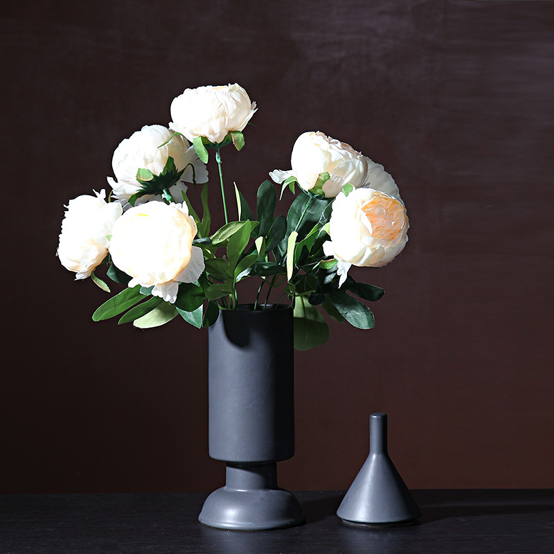 Nordic morandi geométrica simple florero de cerámica creativa sala estar casera suave arreglo floral decoración al por mayor