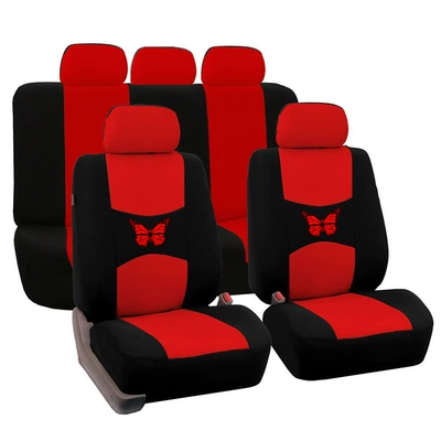 Car seat cover foreign trade export universal cushion cover cross-border e-commerce butterfly printed flat cloth 9-piece set wish (Universal seat cover) - red-2-piece-set-single-seat
