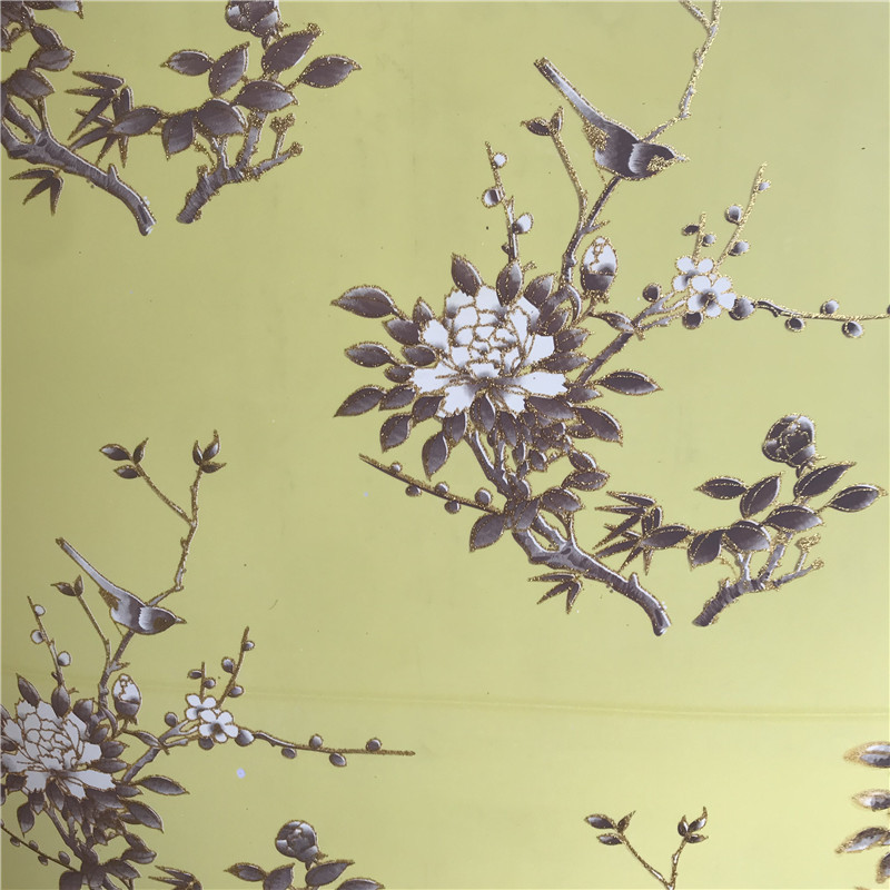[Xianfan] en stock al por mayor amarillo PVC imitación pergamino tela de lino pantalla material decorativo