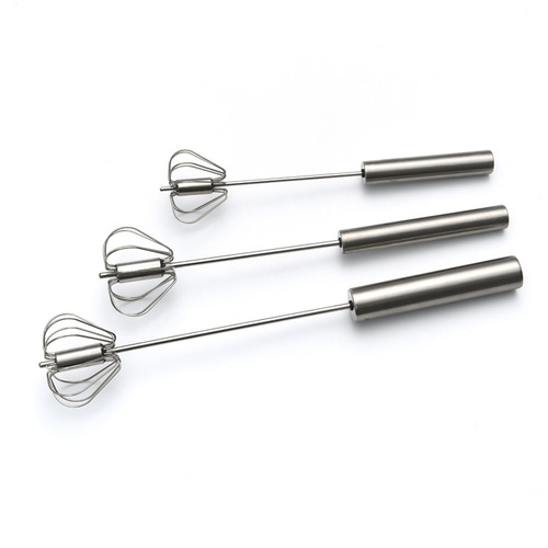 Stainless steel semi-automatic egg beater hand pressure rotating home kitchen manual egg stirring stick baking tool