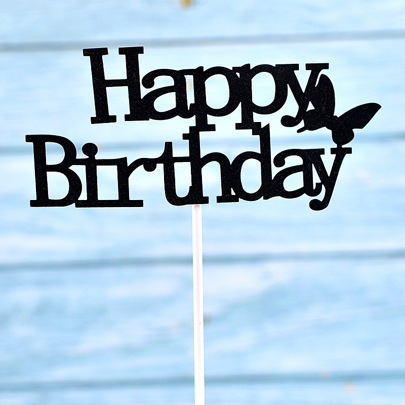 Tarjeta de Fábrica-Insertar tarjeta de decoración de pasteles-Insertar bandera-Insertar complemento creativo nuevo brillo de feliz cumpleaños 10 piezas