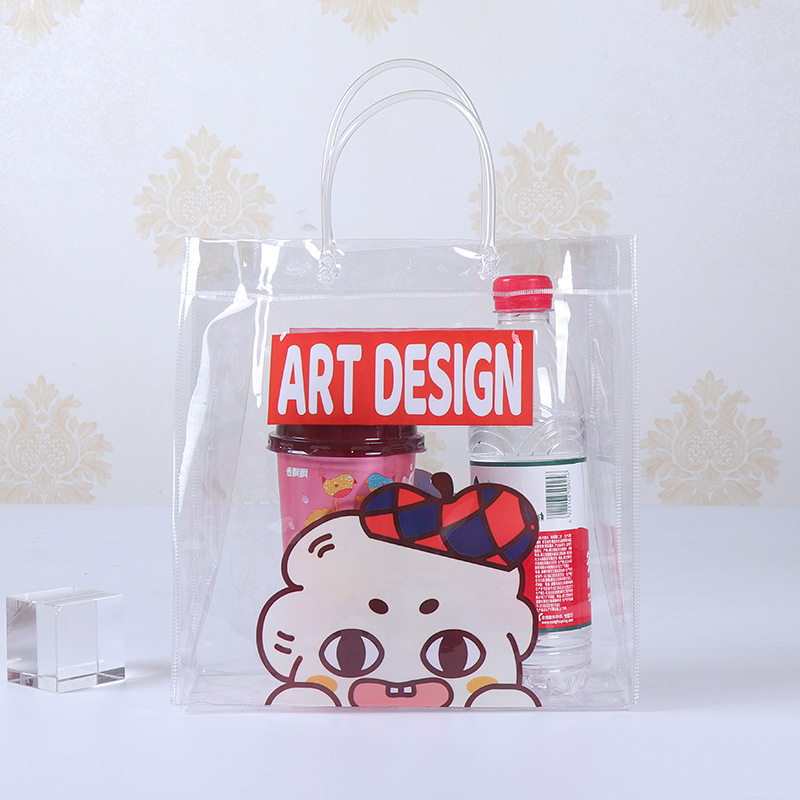 现货PVC透明手提袋 化妆品袋购物袋制作 创意PVC袋子促销防水