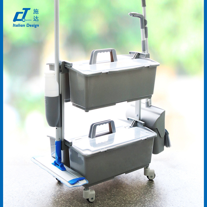 Factory direct double-layer spray push cleaning truck storage bucket mop cleaning bucket thickened plastic cleaning wheel bucket