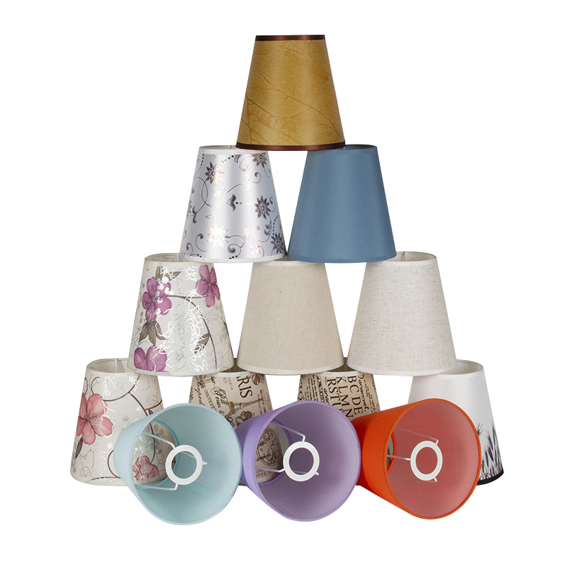 Pantalla de lámpara de tela transfronteriza con un diámetro inferior de 18 cm, accesorios de iluminación de montaje plano, cubierta de tela, lámpara de mesa que bloquea la luz, accesorio de iluminación LED.