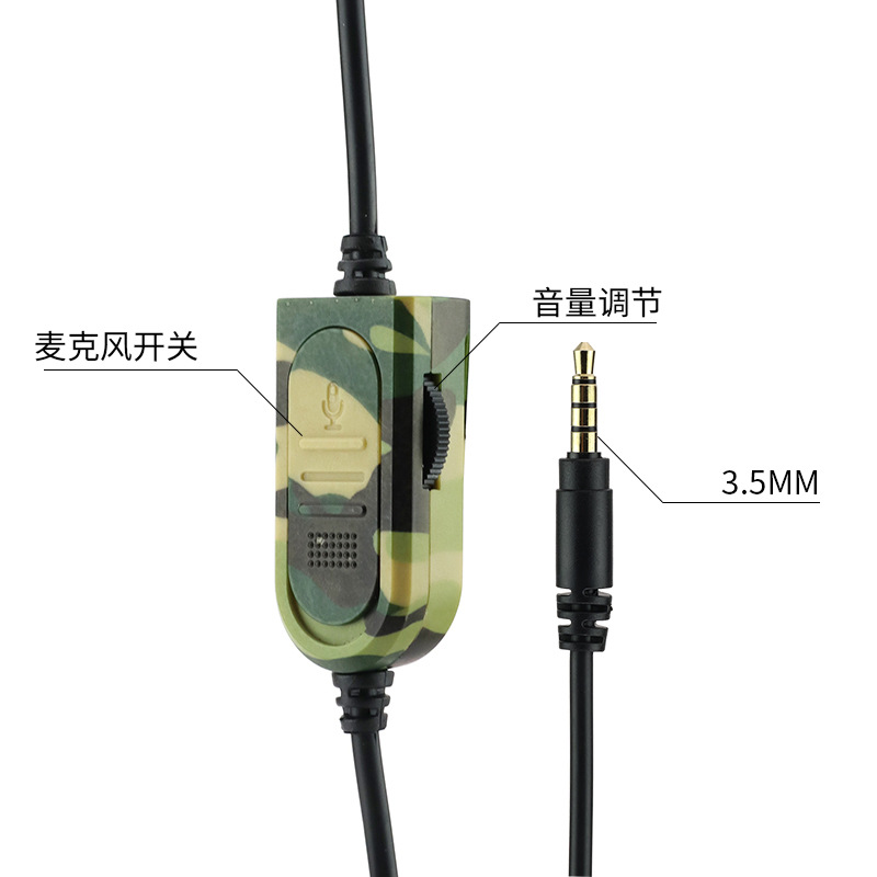 Ventas directas de fábrica PS4 ejército verde camuflaje auriculares bilaterales grandes auriculares con cable juego transfronterizo e-sports auriculares