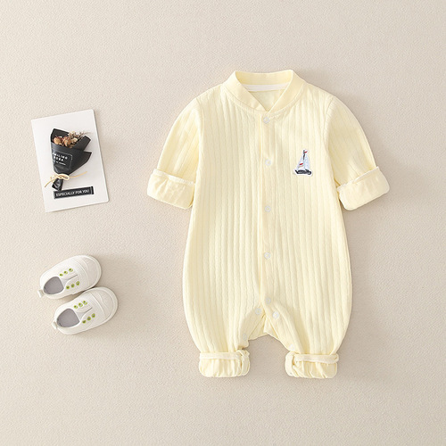 Select New Spring and Autumn Newborn Baby Bodysuit, Close-Fitting Home Clothes, Crawling Clothes, Baby Spring Outfit, Full Moon Suit Wholesale