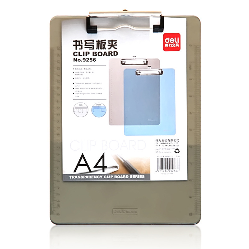 Deli 9256 A4 placa de plástico clip Pad escritura Archivo de la placa clip