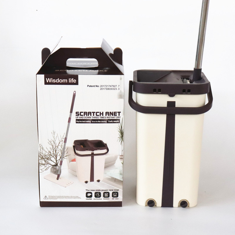 Scratch-free hand-washing flat mop household lazy mop mop floor TikTok fast hand mop bucket suit