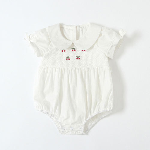 Idea Baby Jumpsuit  New Summer Romper Pure Cotton Covered Clothes Lapel Embroidered Baby Harness 9602