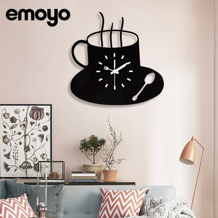 Fábrica directa café sala de estar decoración creativa Reloj de pared 2020 nueva moda hogar acrílico mudo reloj