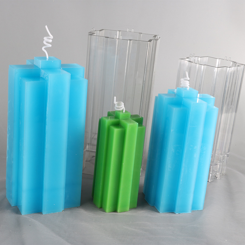 Fuente de la fábrica al por mayor DIY hecho a mano vela molde bloques construcción en forma cruz modelo geométrico