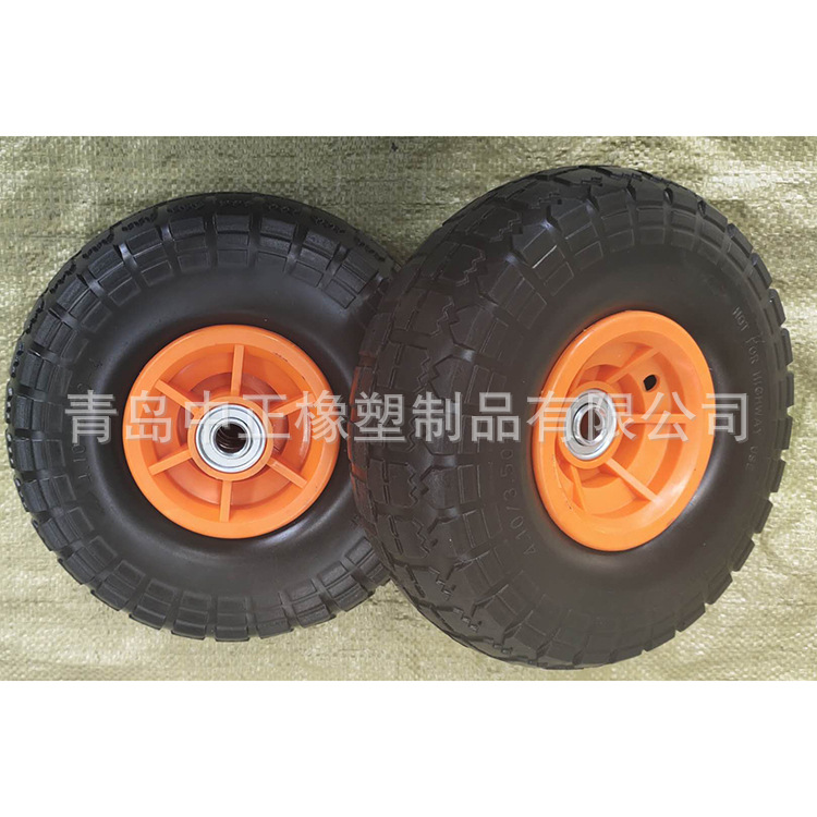 山东厂家制作销售350－4大花花纹发泡轮 载重120公斤货仓车轮子