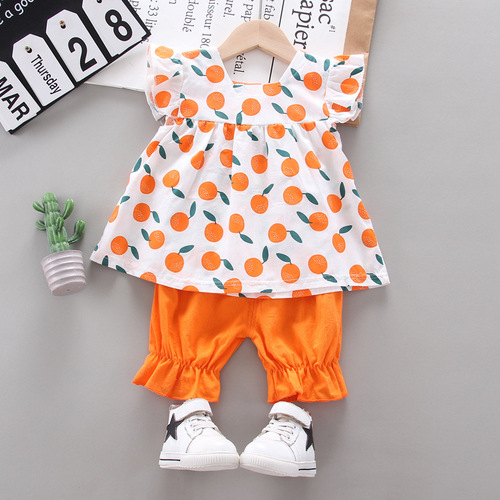 Girls Summer Clothes  New Style 2 Fashionable Baby Girl 3 Dress Set 4 Summer Two-piece Set Children's Clothes 5 Years Old Clothes