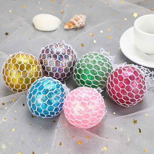 Creative Whimsical Toy Wholesale Hand Molded Squishy Soft Cute 6.0 Gold Powder Grape Ball Stress Relief Anti-Pressure Squeeze Fun