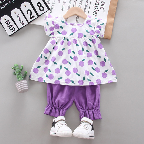 Girls Summer Clothes  New Style 2 Fashionable Baby Girl 3 Dress Set 4 Summer Two-piece Set Children's Clothes 5 Years Old Clothes