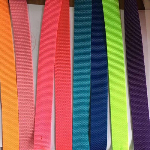 Color 2.5CM, bright color, environmentally friendly and tensile, imitation nylon pet webbing, double bead pattern, thickness 1.5MM