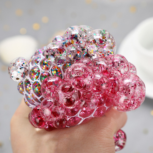 Stall Toys 6.0 Pressure Relief Gold Dust Color Beads Grape Stress Ball Funny Creative Hand Squeeze Water Ball Noodle Fun