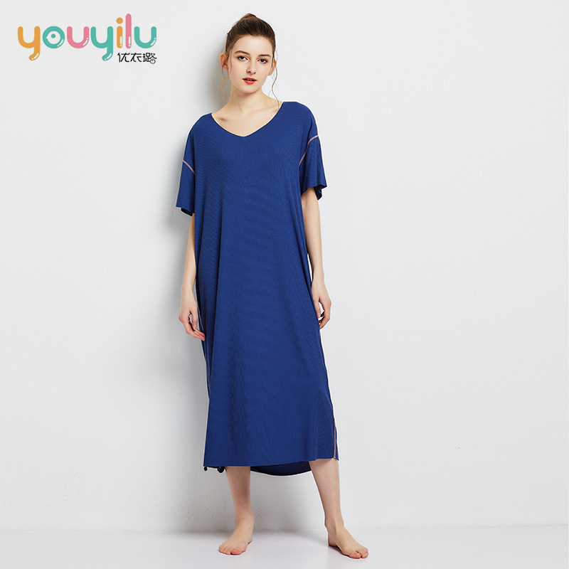 Spring and Summer Modal Base Skirt Modal Short-sleeved Women's Loose Large Size Dress Home Dress Multicolor