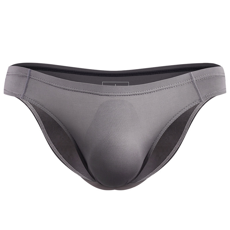 Ropa interior de los hombres pantalones cortos de triángulo de seda de hielo transpirable sexy delgada U convexa transparente de una pieza pantalones cortos de triángulo sin costuras