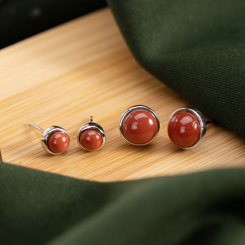 Bông tai đinh tán bạc S925 nữ tính, phong cách cổ điển đơn giản — Kiểu nhỏ (một cặp)