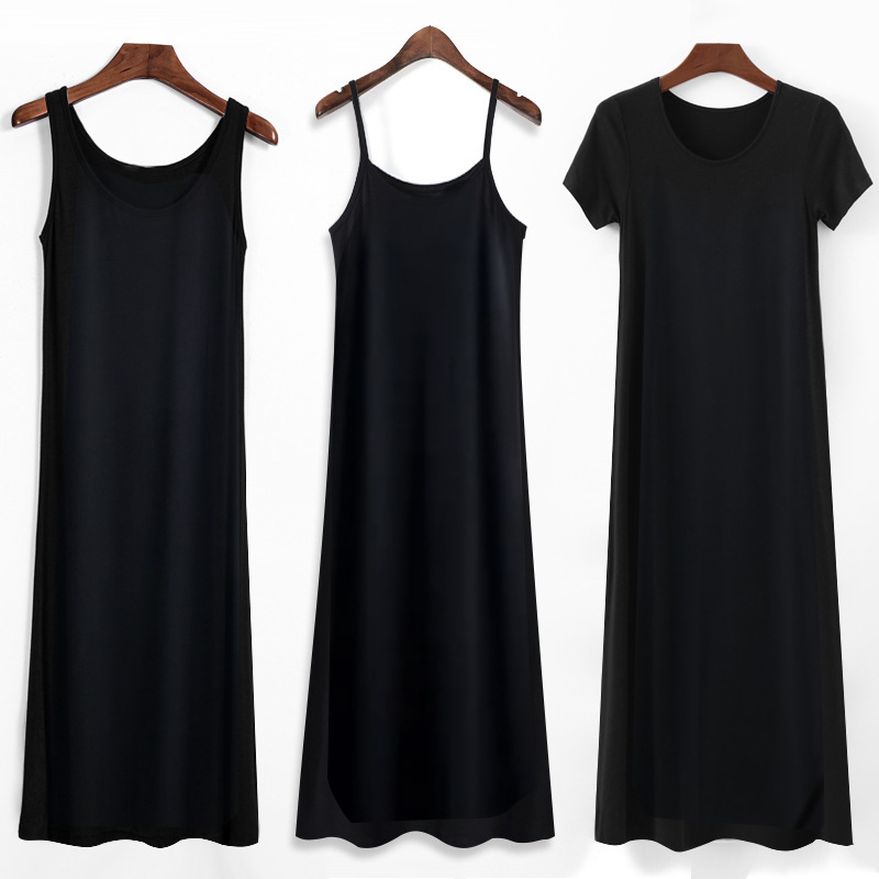 2026 New Model Modal Camisole Dress with a High-End Feel, Summer Black Long Dress for Women